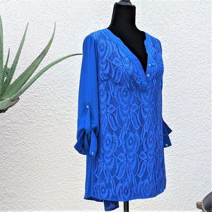 Lacy Back Button Pleat Blouse (NWT)